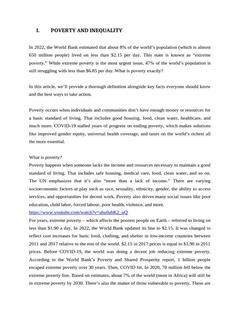 Poverty Inequality Urbanisation | PDF | Cost Of Living | Economic ...