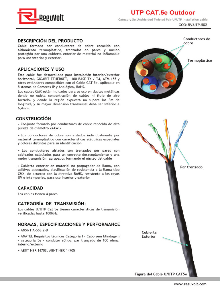 RV UTP 502. Reguvolt Exterior | PDF | Cobre | Ingenieria Eléctrica