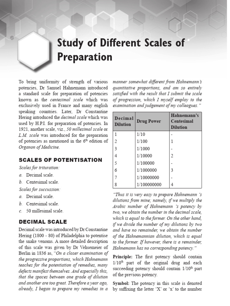 Scales of Homeopathic Potentization | PDF | Homeopathy | Dose ...