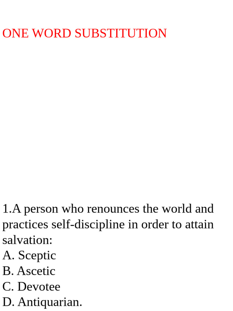 One Word Substitutions Explained | PDF