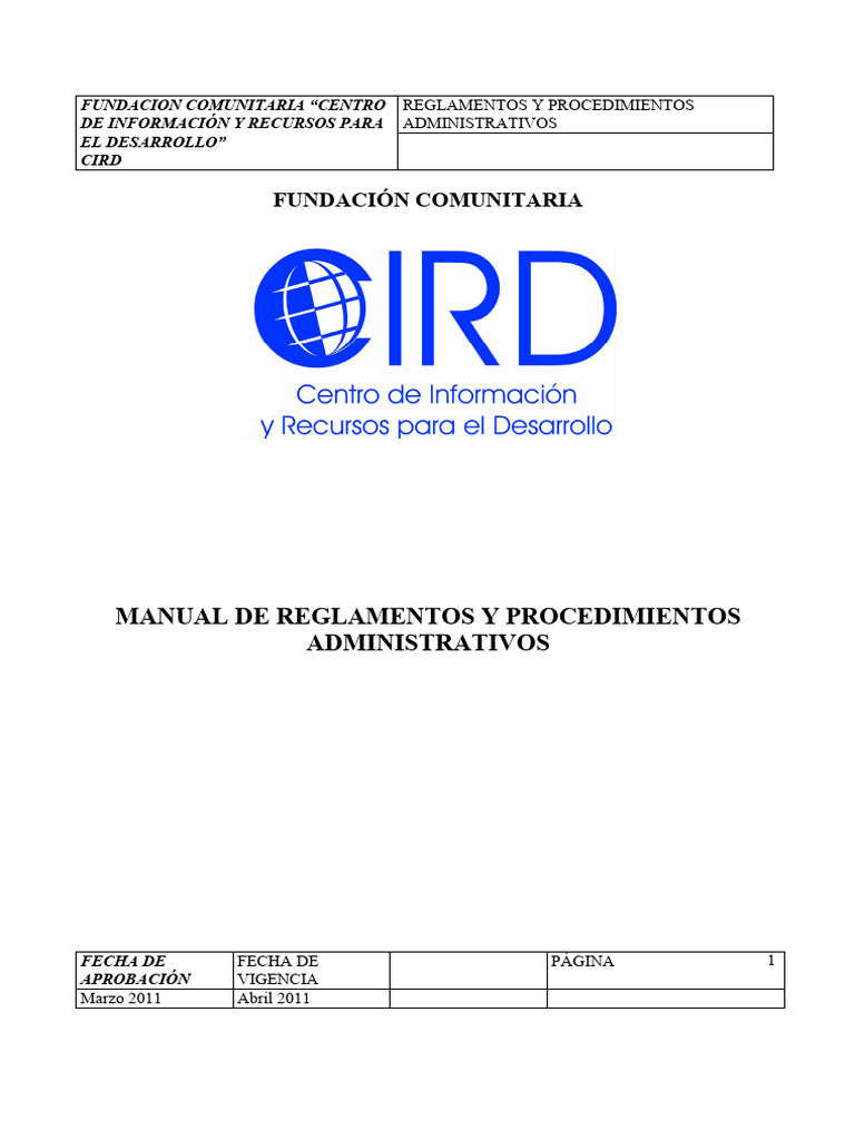 Manual de Procedimientos Administrativos CIRD | PDF | Bancos | Presupuesto