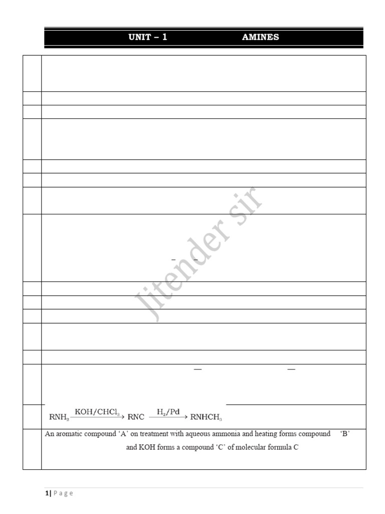 Name Reactions and Properties of Amines | PDF | Amine | Hydrogen Compounds