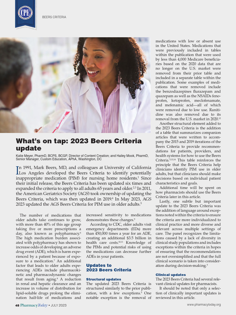 2023 Beers Criteria Updates for Seniors | PDF | Drugs | Medical Specialties