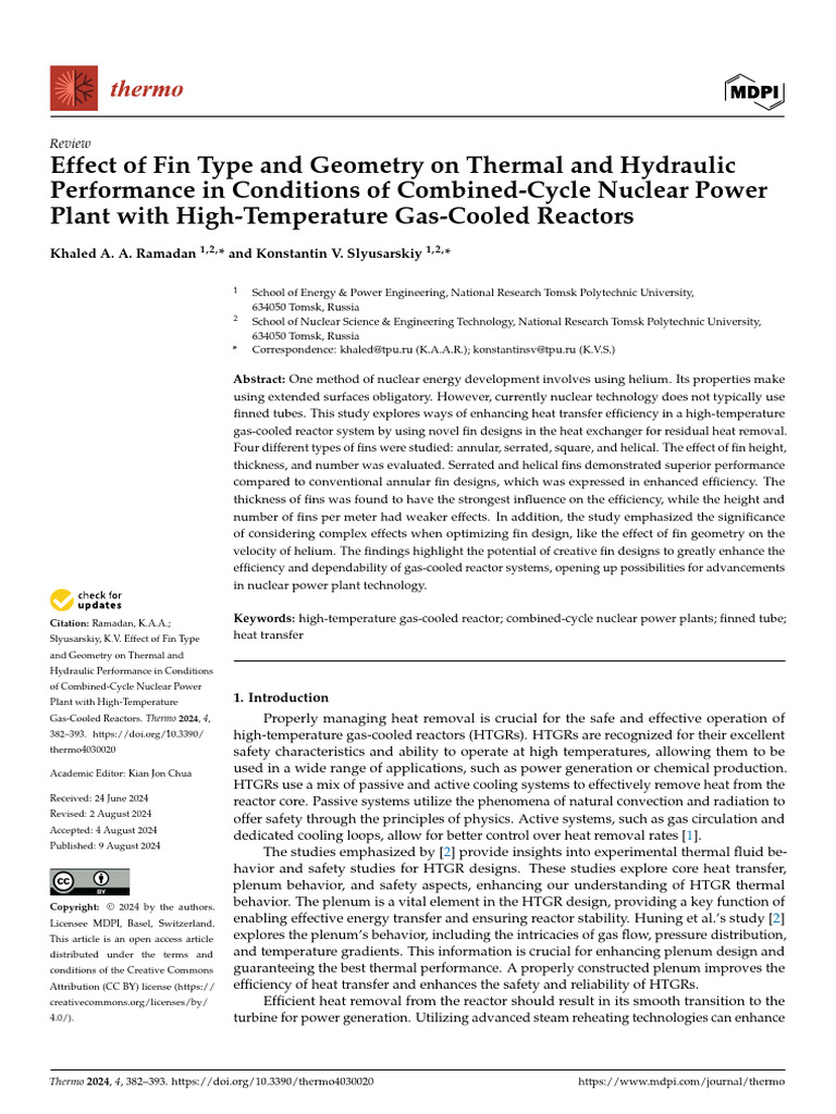 Effect of Fin Type and Geometry On Thermal and Hydraulic Performance in ...