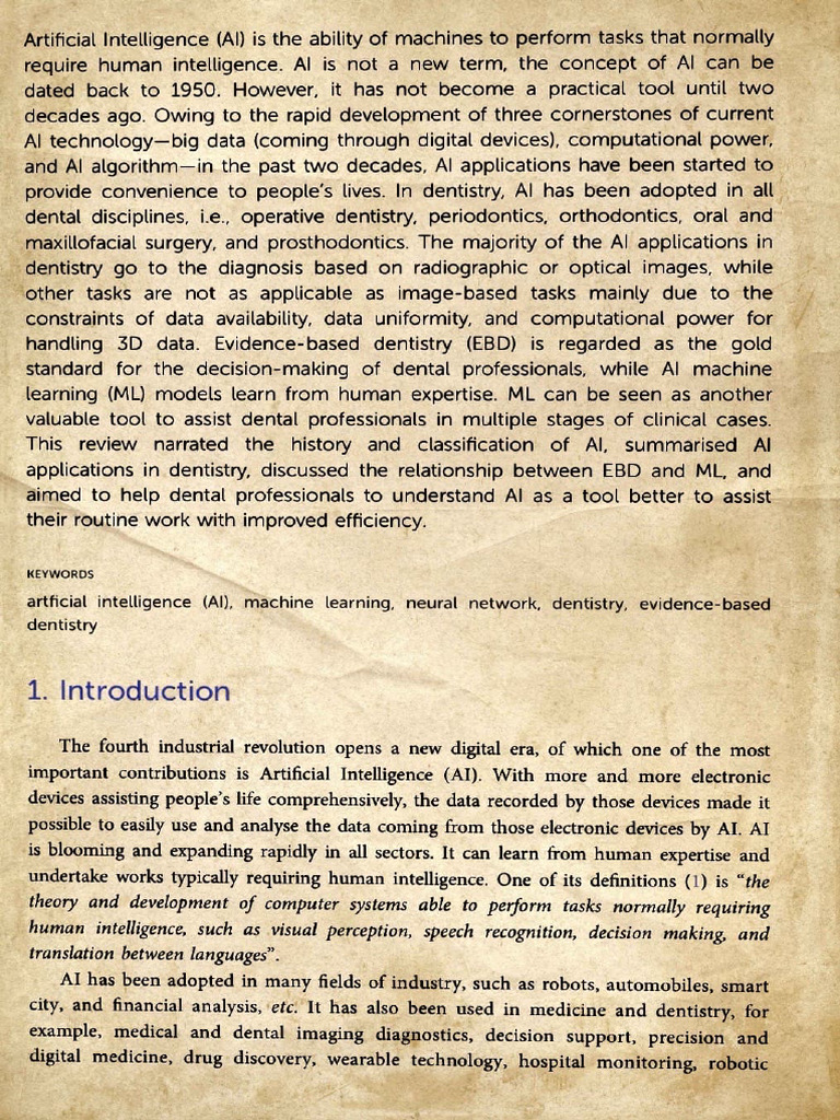 AI Applications in Dentistry Explained | PDF | Machine Learning ...