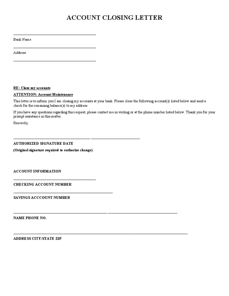 Account Closing Letter | PDF