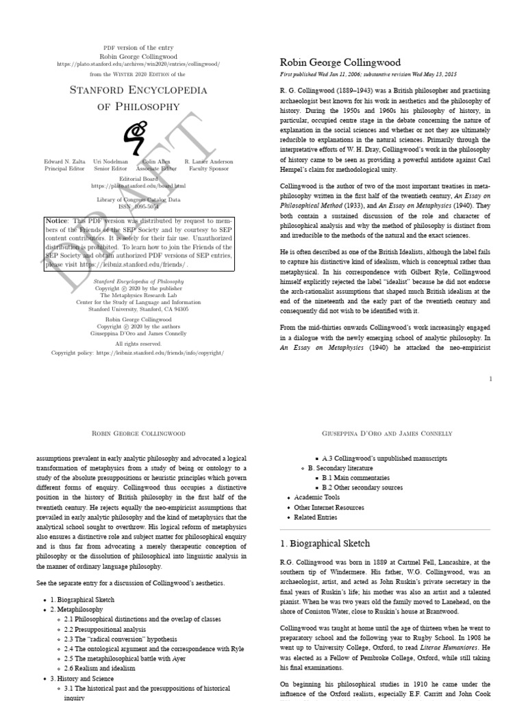 Robin George Collingwood | PDF | Metaphysics | Proposition