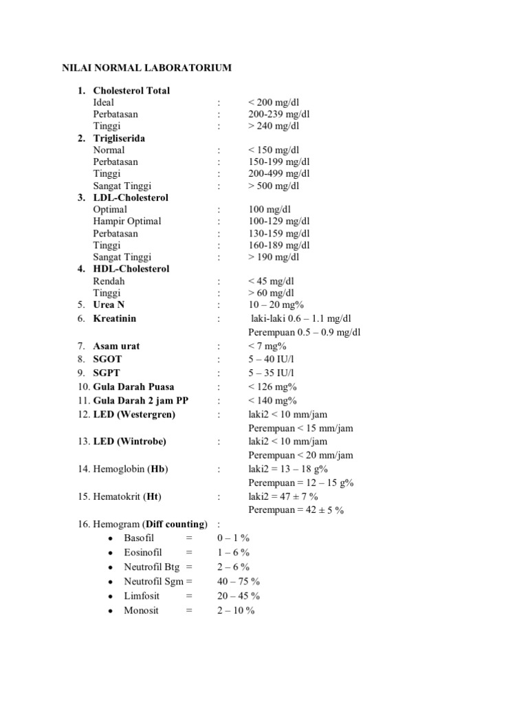 Nilai normal laboratorium pdf