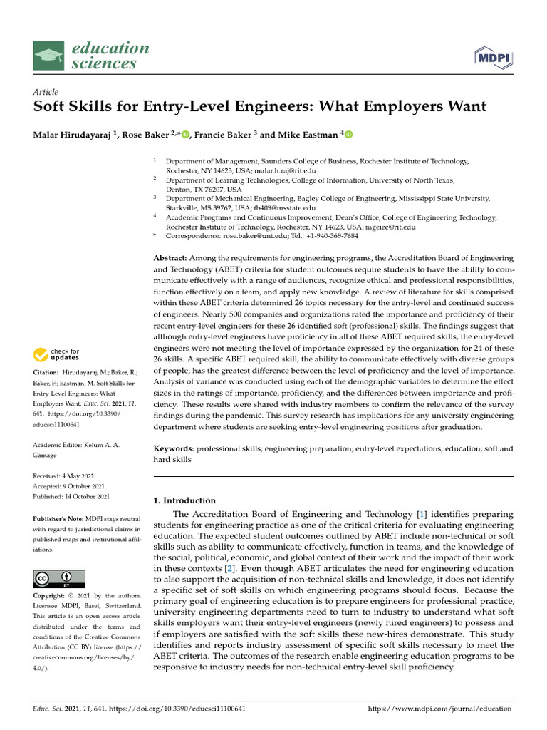 Education 11 00641 | PDF | Skill | Engineering