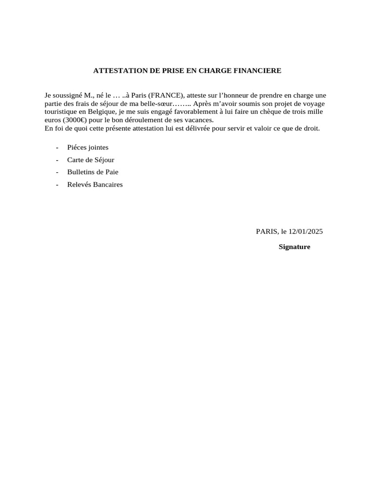 Attestation de Prise en Charge | PDF