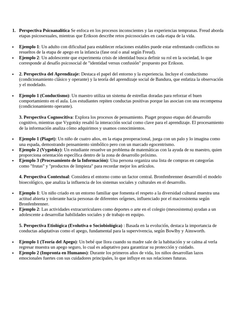 Perspectivas del Desarrollo Psicológico | PDF | Teoría de apego ...