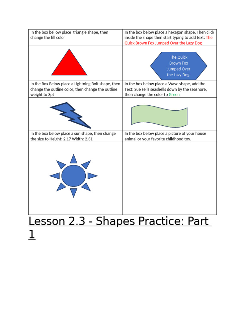 Lesson+2.3+ +Shape+Practice+Part+1+&+2 | PDF | Shape