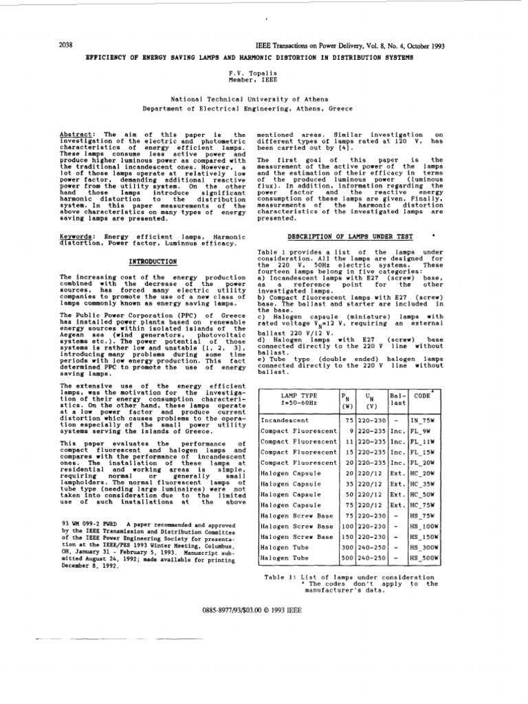Energy Efficient Lamps: Power & Harmonics | PDF | Compact Fluorescent ...