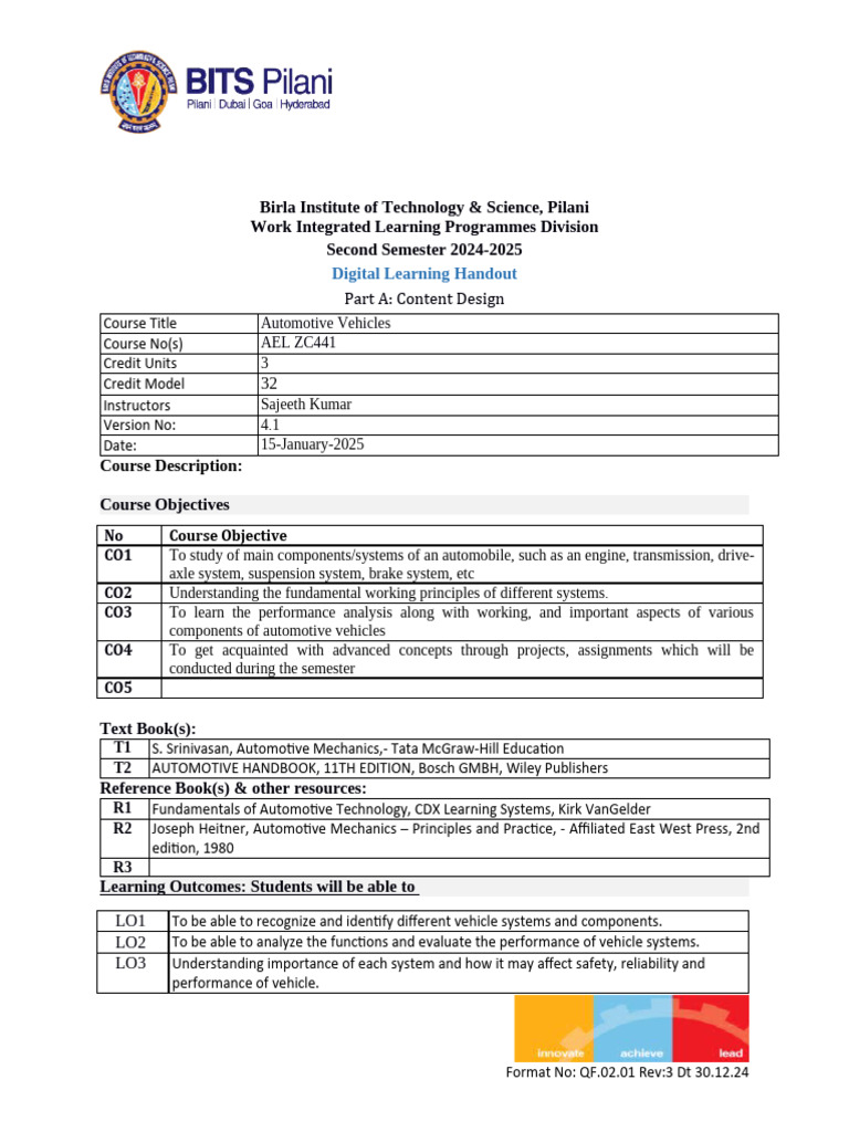 Automotive Vehicles Course Overview | PDF | Electric Vehicle ...