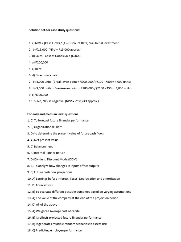 Financial Analysis Case Study Solutions | PDF