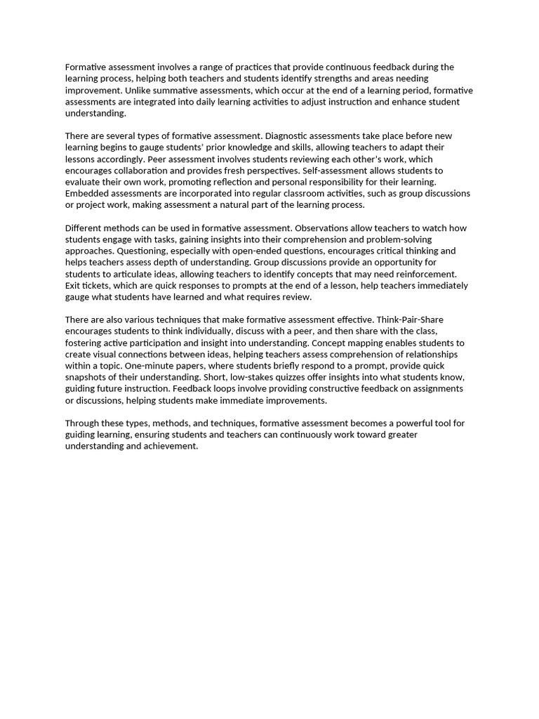 Effective Formative Assessment Strategies | PDF | Educational ...