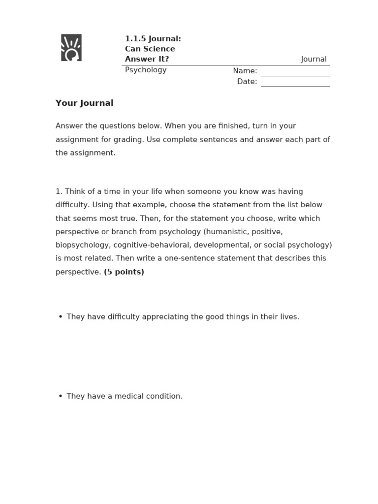 1.1.5 Journal - Your Journal (Journal) | PDF | Psychology ...