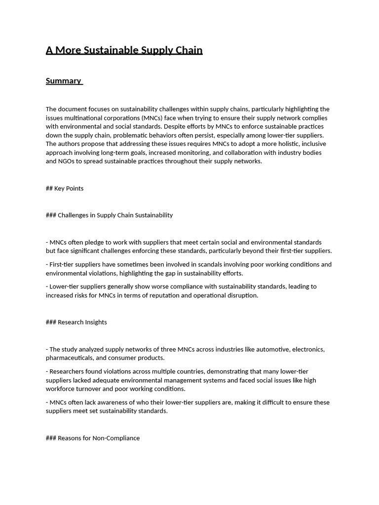 Sustainable Practices in Supply Chains | PDF | Supply Chain ...