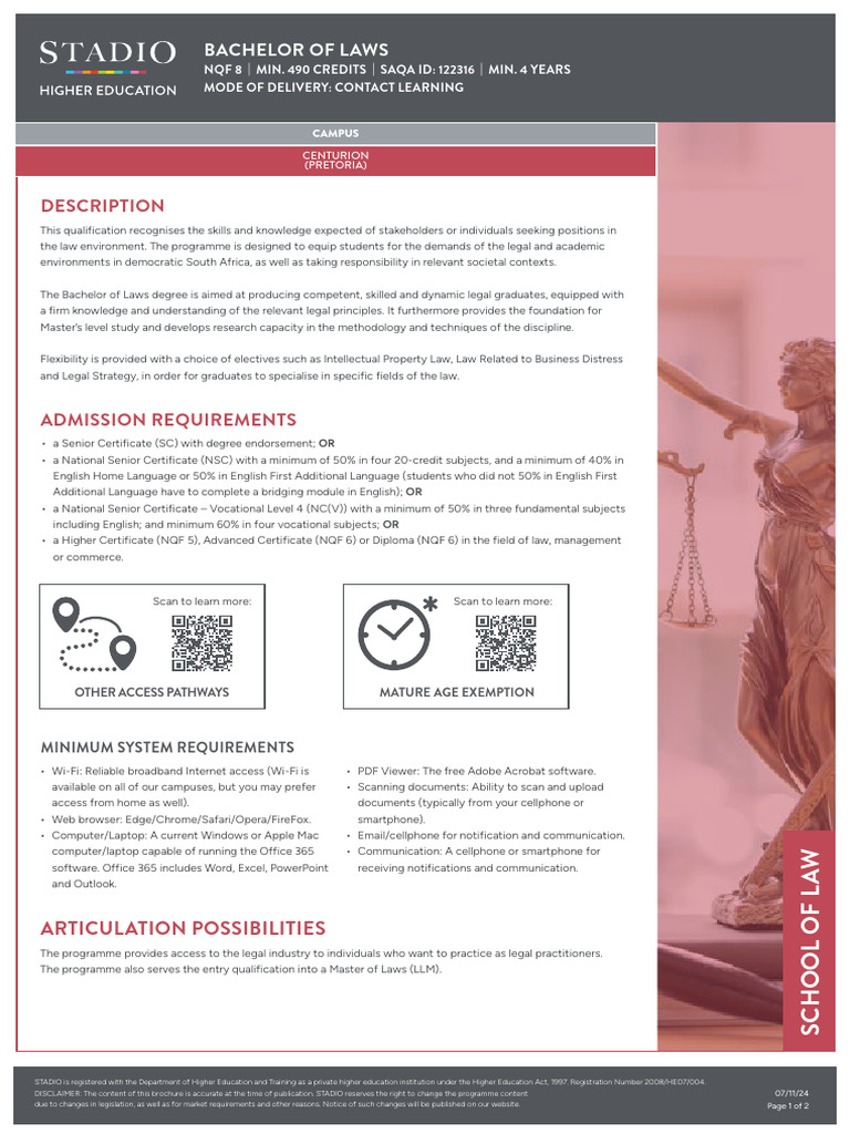 Bachelor of Laws Program Overview | PDF | Academic Degree | Vocational ...