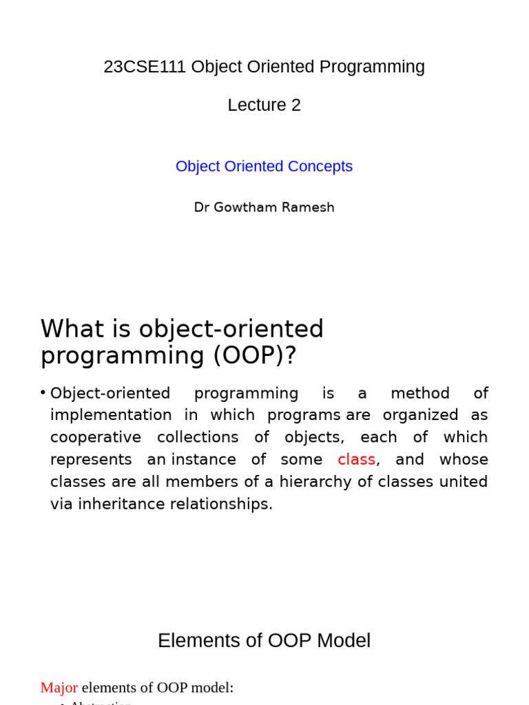 Lec 03_OOPs Concepts | PDF | Object Oriented Programming | Inheritance ...