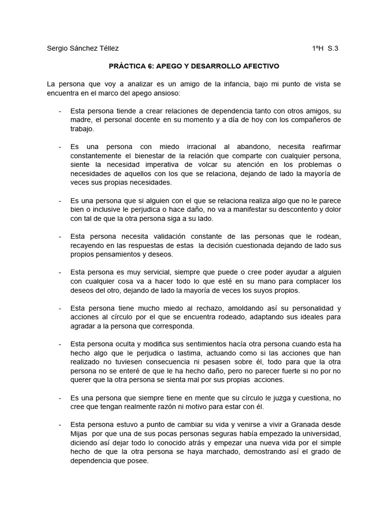 Apego Ansioso y Desarrollo Afectivo | PDF | Teoría de apego ...