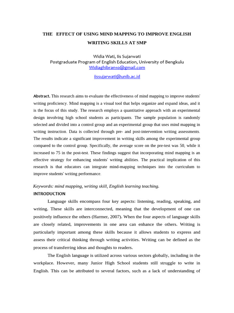 Mind Mapping Enhances English Writing Skills | PDF | Student's T Test ...