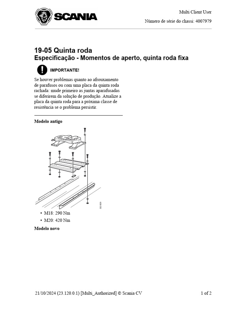 Especificações da Quinta Roda Scania | PDF