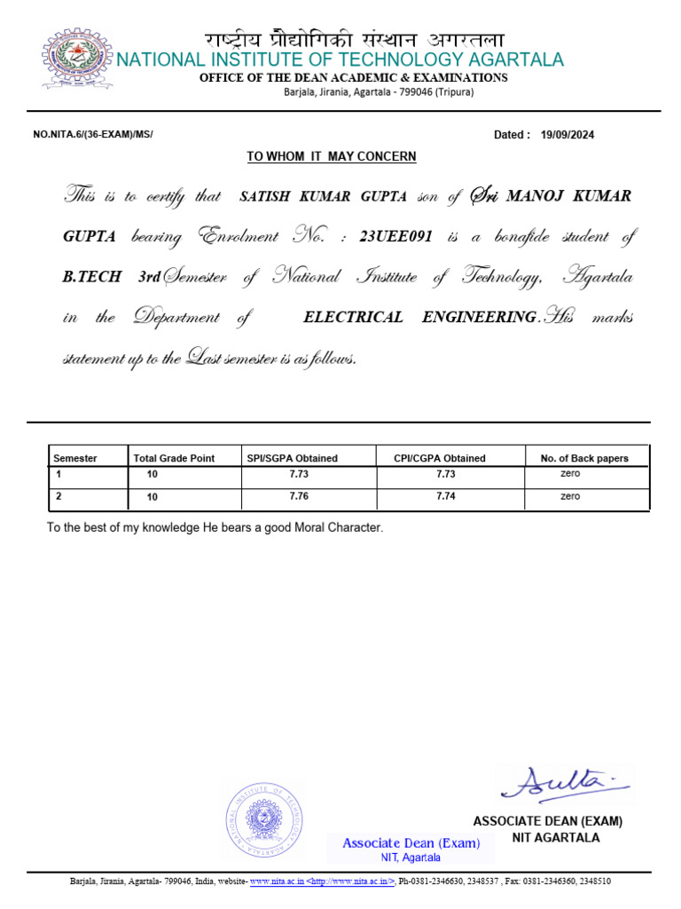 23UEE091 Mark Statement Compressed | PDF