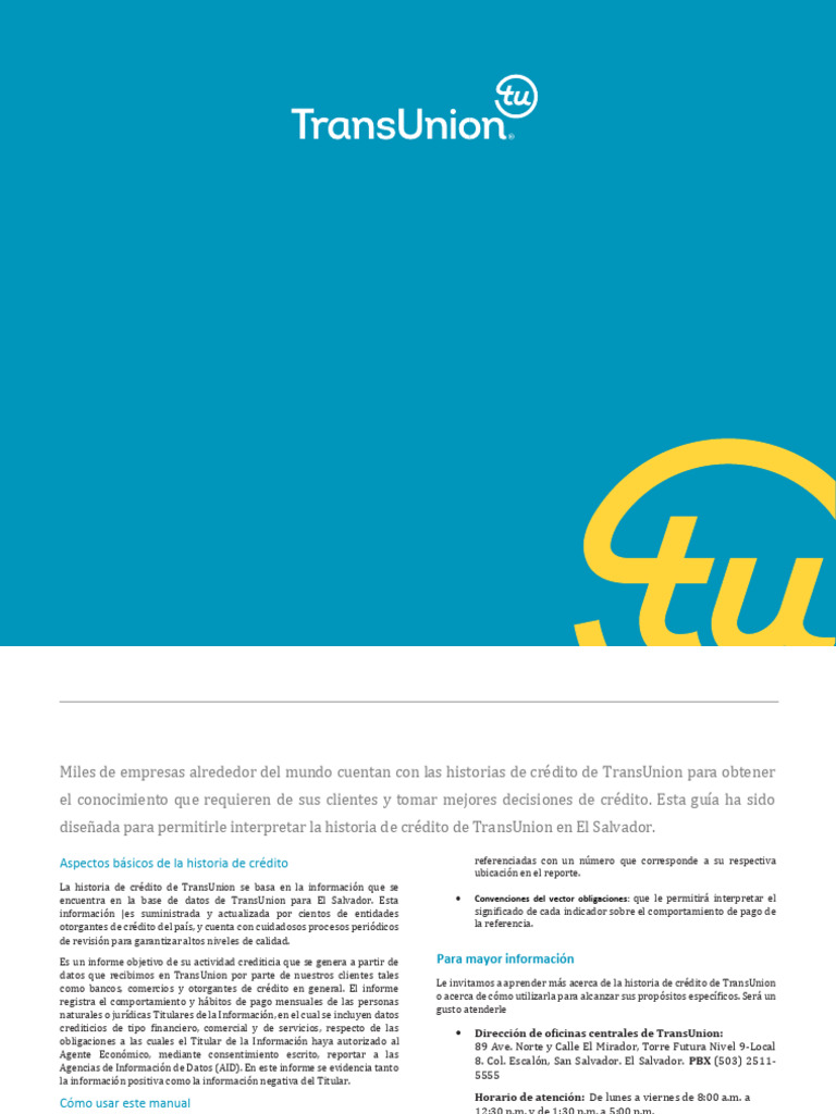 Manual de Interpretacion HC TransUnion El Salvador - 2024 | PDF ...
