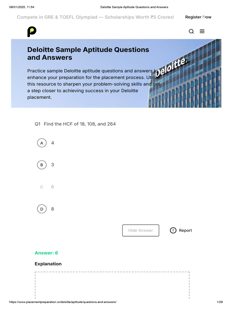 Deloitte Aptitude Questions & Solutions | PDF