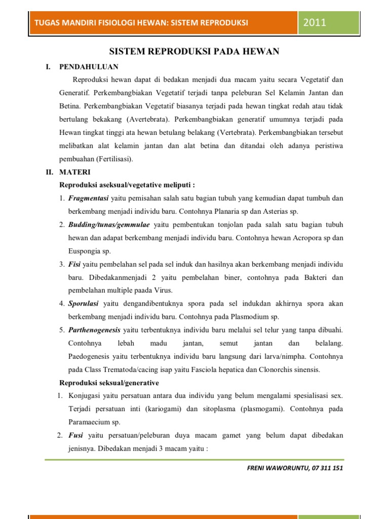 Sistem Reproduksi Pada Hewan