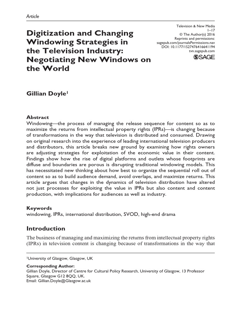Digitization and Changing Windowing Strategies in The Television ...