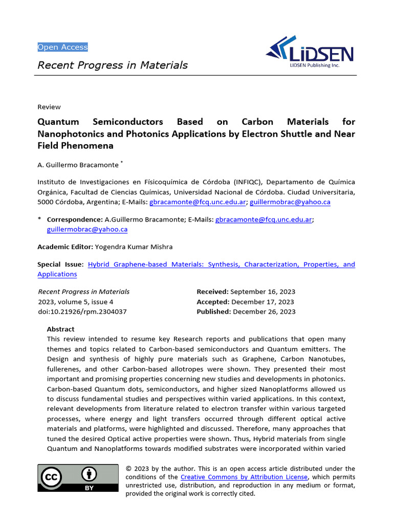 Quantum Semiconductors Based On Carbon Materials For Nanophotonics and ...