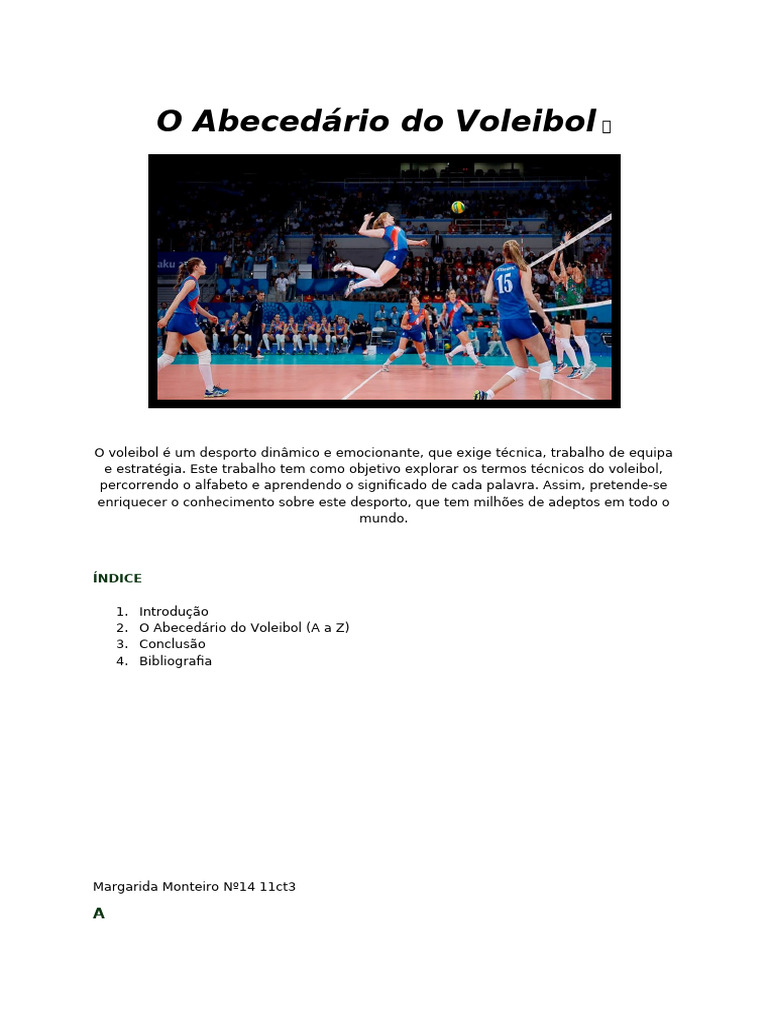 Glossário do Voleibol: Termos A a Z | PDF | Voleibol | Esportes