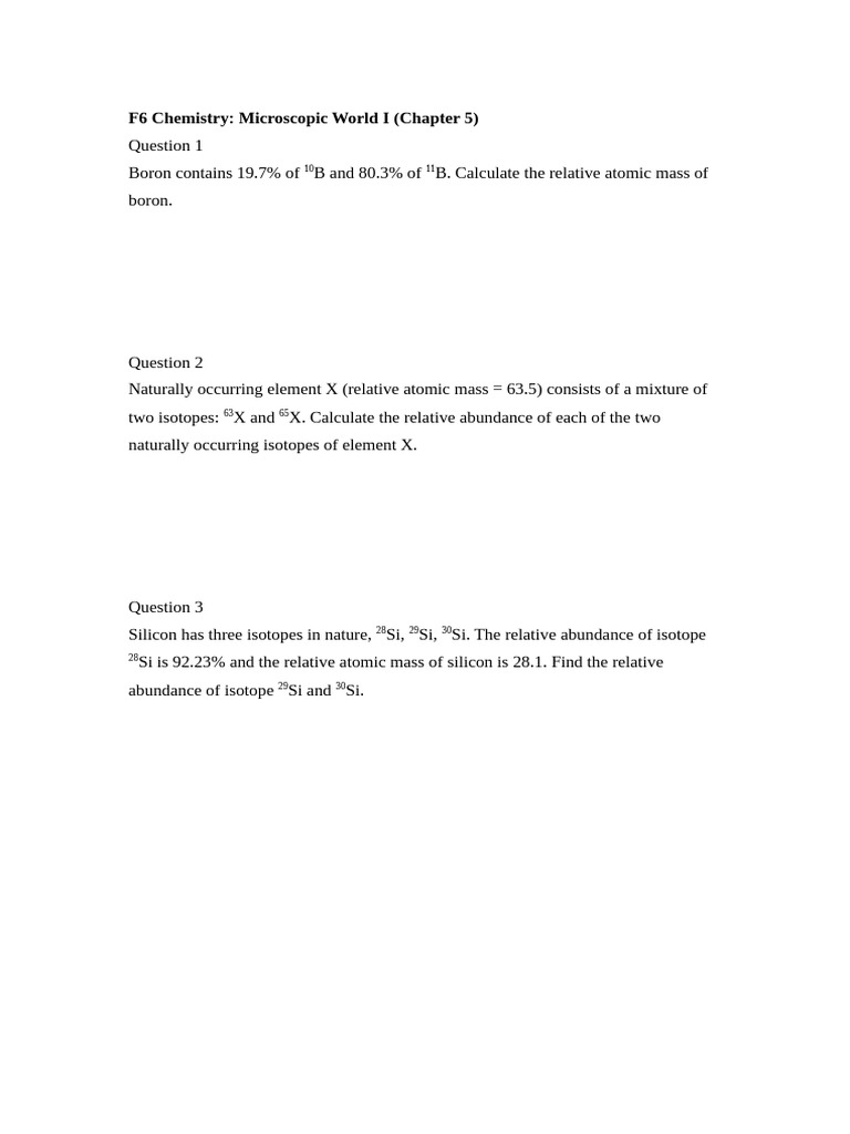 F6 Chemistry Chapter 5 Pdf Chemical Elements Isotope