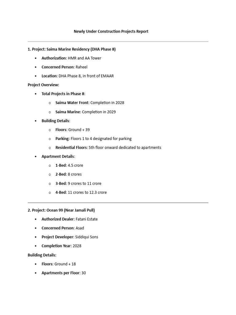 New Construction Projects Overview | PDF