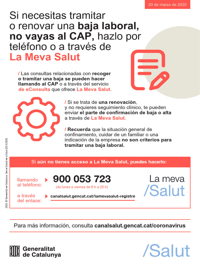 Renovación de baja laboral en La Meva Salut | PDF