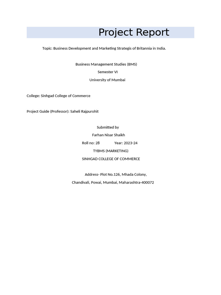 Britannia Marketing Strategies Report | PDF | Marketing