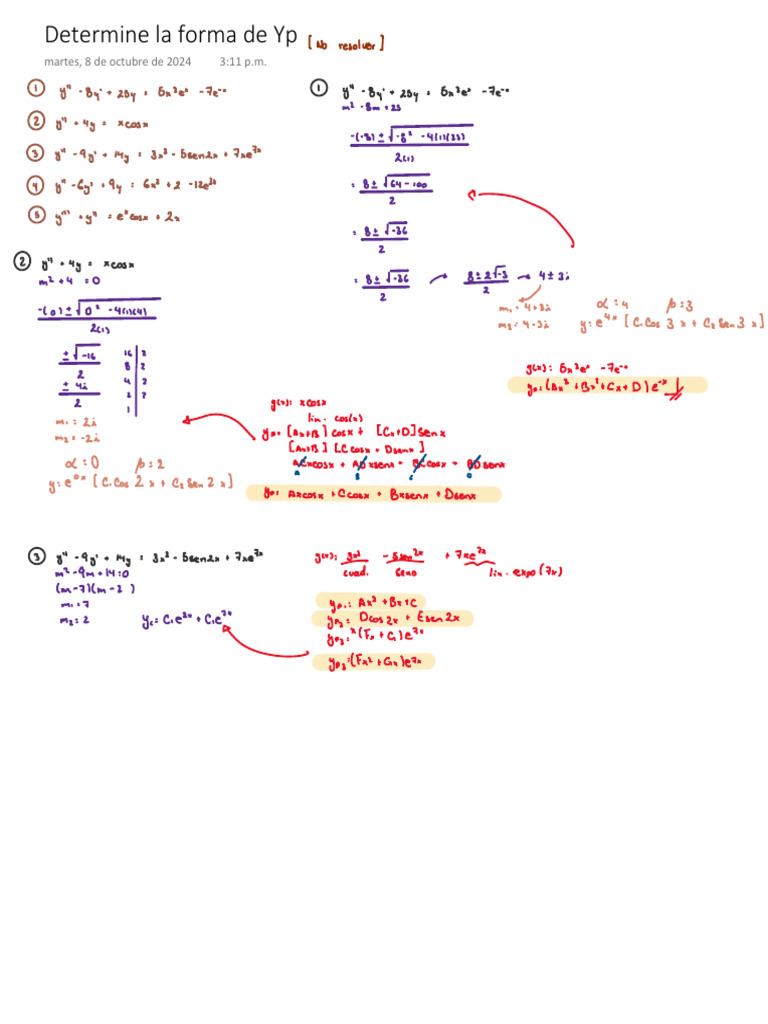 Determine La Forma de Yp | PDF
