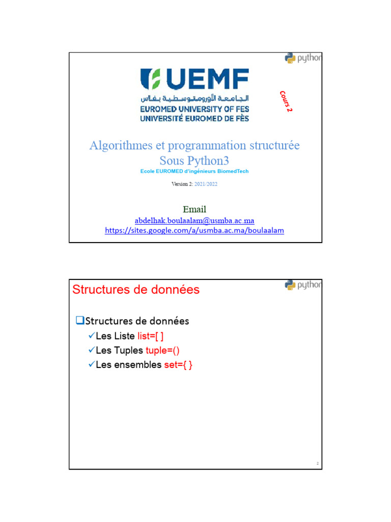 Structures de données en Python 3 | PDF | Python (Langage de ...
