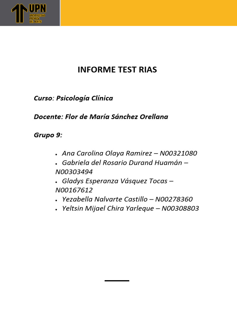 Informe RIAS: Evaluación Cognitiva Adulto Mayor | PDF | Inteligencia ...