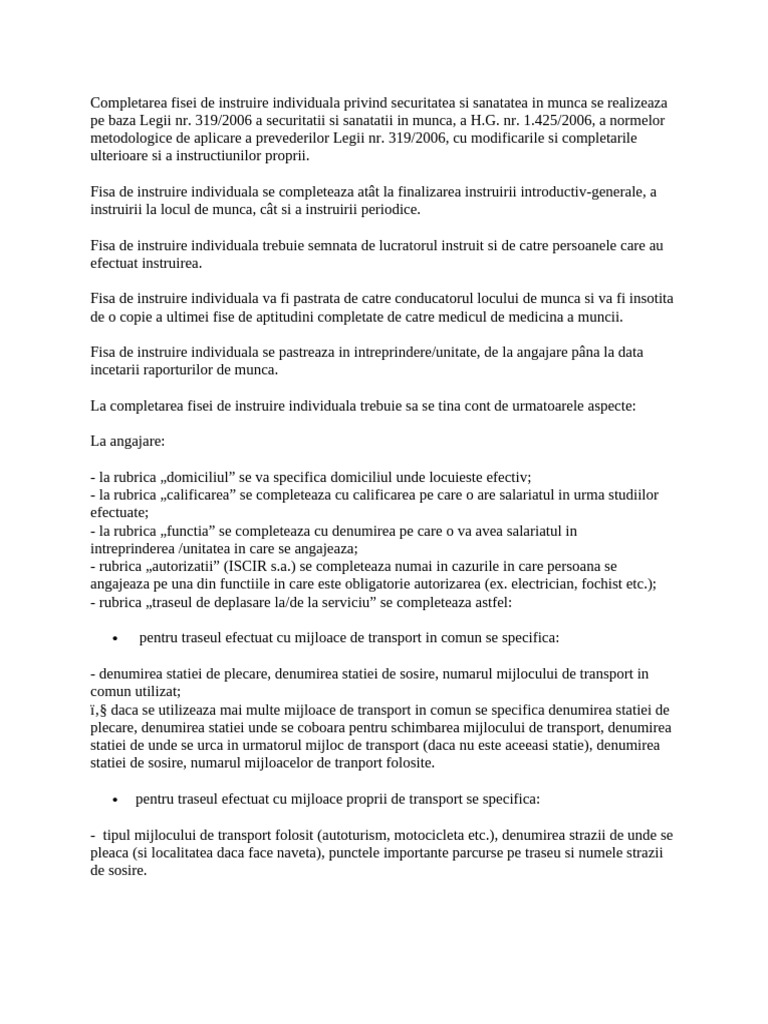 Fisa de Instructaj | PDF
