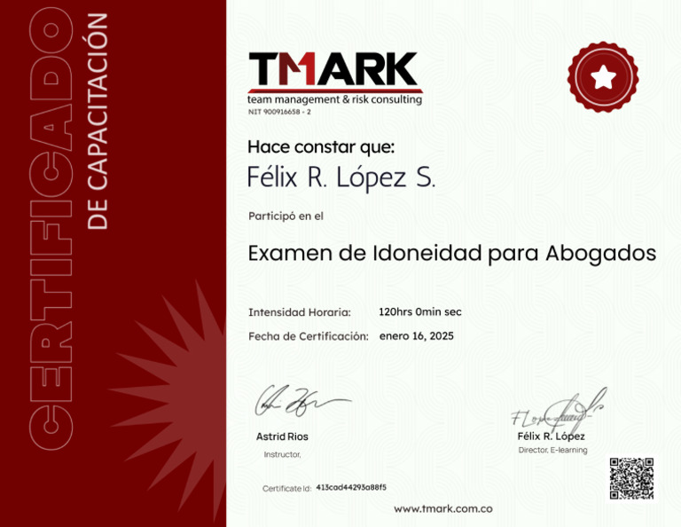 Certificate For Félix R. López S. | PDF