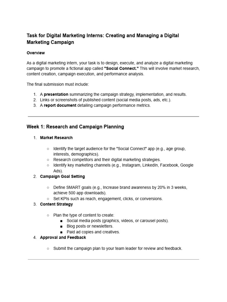 Task For Digital Marketing Interns | PDF | Digital Marketing | Social Media