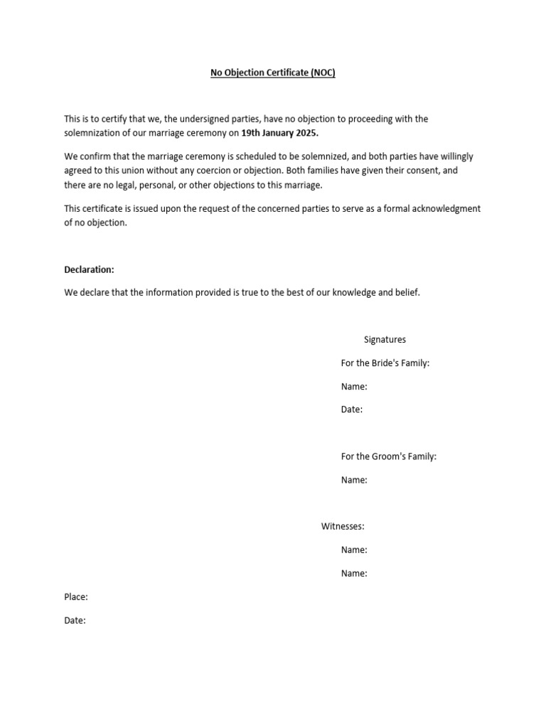 No Objection Certificate (NOC) | PDF