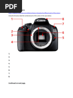 Labeled Parts of a DSLR Camera | PDF