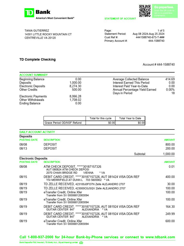 TD Bank | PDF | Banks | Debit Card