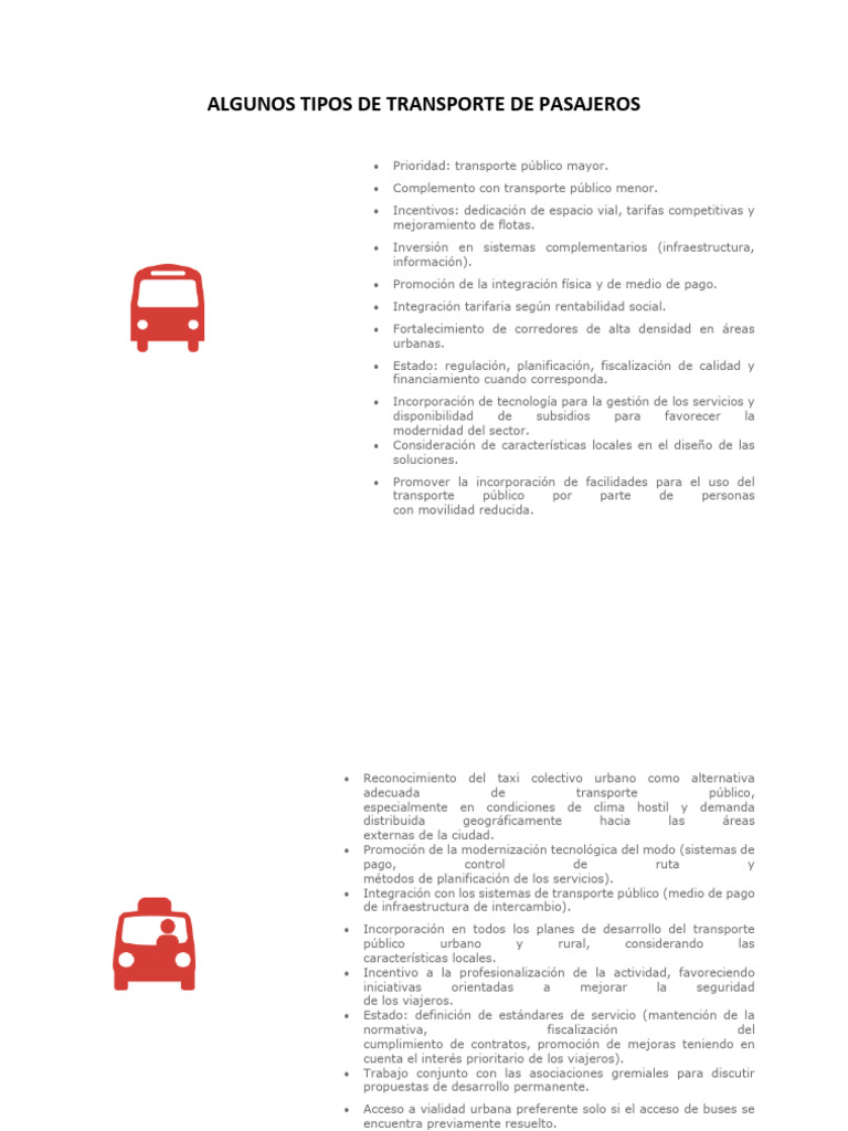 Tipos de Transporte de Pasajeros | PDF | Transporte | Transporte público