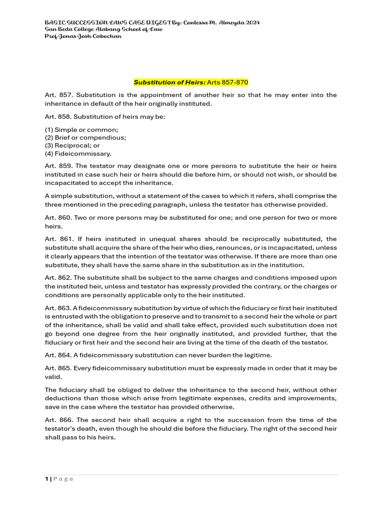 Succession Cases Finals Batch 1 | PDF | Will And Testament | Social ...