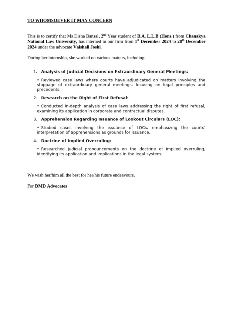 Internship Certificate Format 2024 | PDF